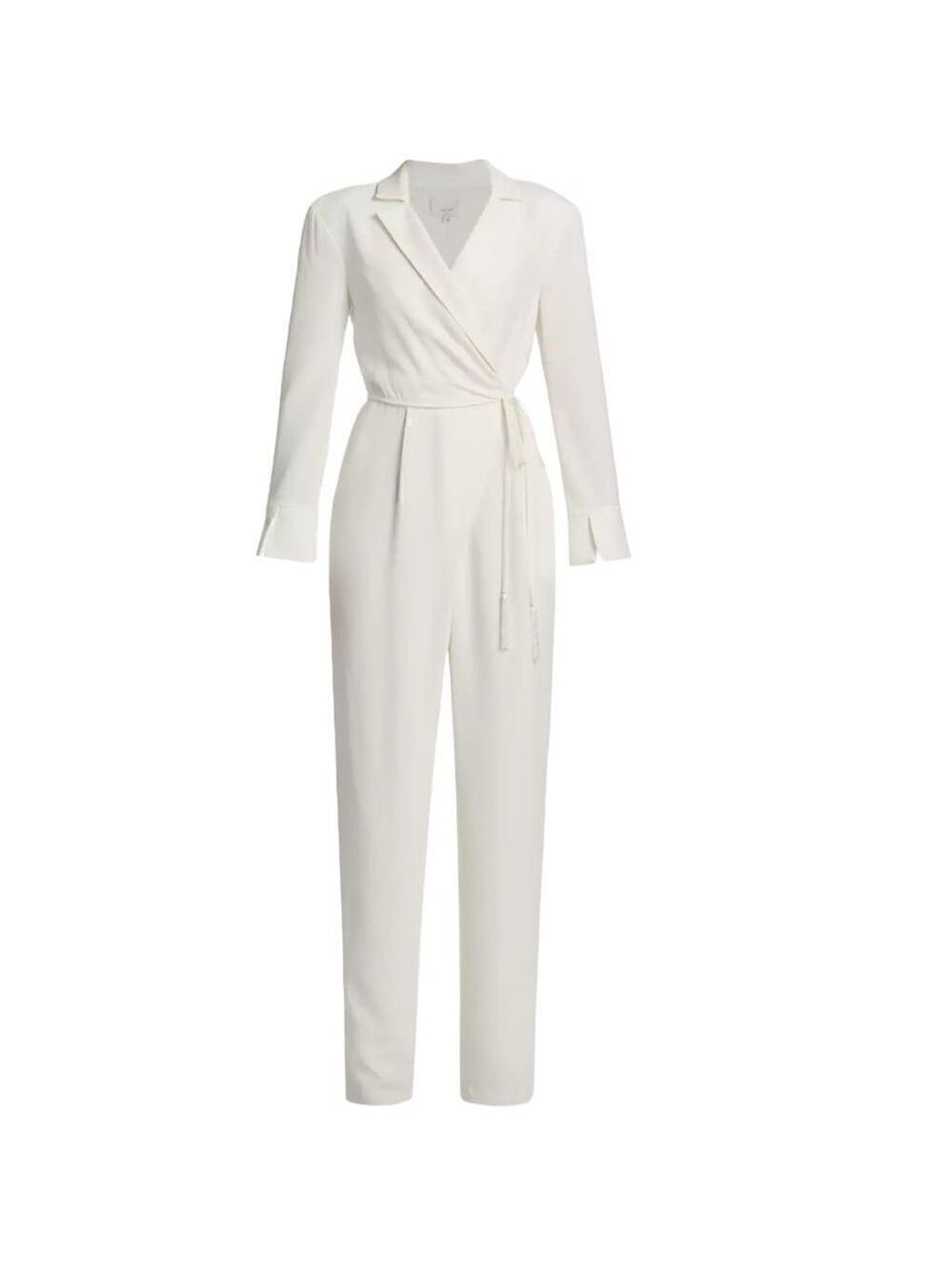 Cinq a Sept Ivory Holiday Macie Wrap Jumpsuit Size 8 - Picture 4 of 12